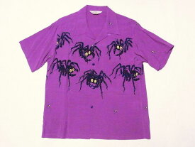 STAR OF HOLLYWOOD[スターオブハリウッド] オープンシャツ TARANTULA SH38873 半袖 タランチュラ 蜘蛛 オープンカラーシャツ (パープル) 送料無料 代引き手数料無料