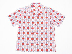 STAR OF HOLLYWOOD[スターオブハリウッド] オープンシャツ SH39085 ARGYLE 半袖 オープンカラーシャツ アーガイル (レッド) 送料無料 代引き手数料無料