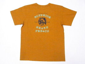 Pherrow's[フェローズ] Tシャツ 22S-PMT12 SUPERIOR BRAND PRS ＆ CO (ダークマスタード)
