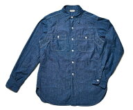 WAREHOUSE[ウエアハウス] シャンブレーシャツ 3064 ベンチュレーション 長袖 トリプルステッチ ブルーシ…