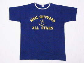 WAREHOUSE[ウエアハウス] Tシャツ リンガー NAVAL SHIPYARD 4059 リンガーTシャツ (ネイビー/クリーム)