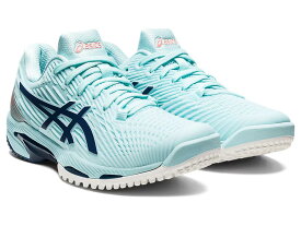 asics アシックス オムニ（砂入り人工芝）・クレーコート用レディーステニスシューズ SOLUTION SPEED FF2 OC 1042a135-403：CLEAR-BLUE-LIGHT-INDIGO