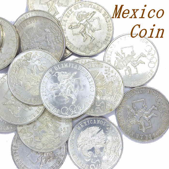 ■直径：38mm 量目：22.5g 銀品位：720 1000■ coin-25■メキシコ 期間限定特別価格 オリンピック記念銀貨 コイン パーツ ペソ アクセサリー 上品な 材料 コンチョ 1968年 クラフト