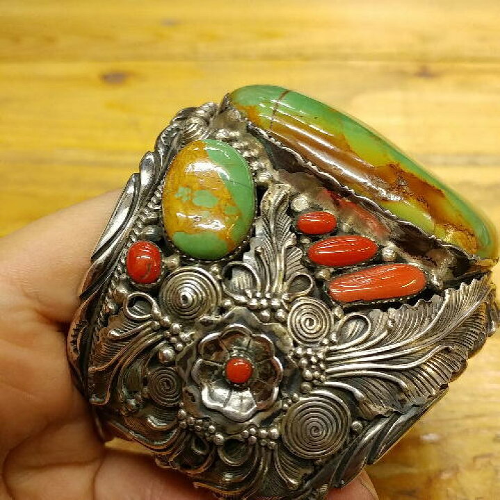 楽天市場】ターコイズバングル 巨大 ハンドメイド【インディアン 