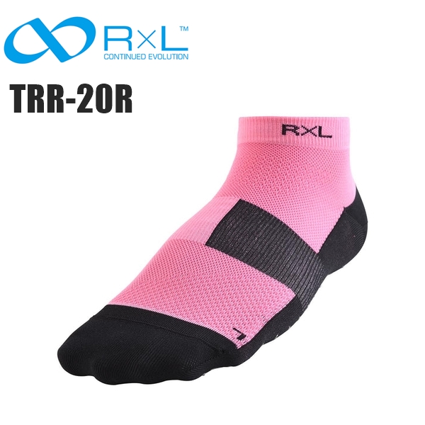 R×L アールエル レーシング グリップ ソックス(ラウンド) TRR-20R ピンク×ブラック サイクルソックス 自転車 靴下