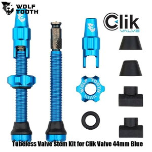 WOLF TOOTH�@�E���t�g�D�[�X Tubeless Valve Stem Kit for Clik Valve 44mm Blue ���]�� �o���u