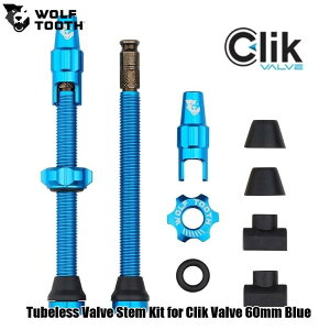 WOLF TOOTH�@�E���t�g�D�[�X Tubeless Valve Stem Kit for Clik Valve 60mm Blue ���]�� �o���u