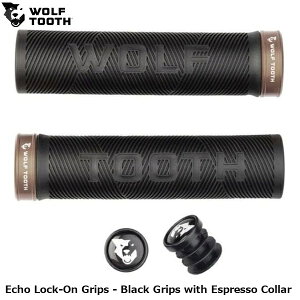 WOLF TOOTH �E���t�g�D�[�X Echo Lock-On Grips - Black Grips with Espresso Collar ���]�ԗp�O���b�v