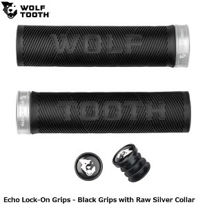 WOLF TOOTH �E���t�g�D�[�X Echo Lock-On Grips - Black Grips with Raw Silver Collar ���]�ԗp�O���b�v