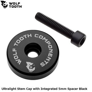 WOLF TOOTH �E���t�g�D�[�X Ultralight Stem Cap with Integrated 5mm Spacer Black �R�����L���b�v
