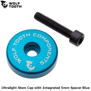 WOLF TOOTH �E���t�g�D�[�X Ultralight Stem Cap with Integrated 5mm Spacer Blue �R�����L���b�v