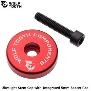 WOLF TOOTH �E���t�g�D�[�X Ultralight Stem Cap with Integrated 5mm Spacer Red �R�����L���b�v