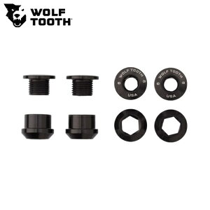 WOLF TOOTH�@�E���t�g�D�[�X Set of 4 Chainring Bolts+Nuts for 1X - 4 pcs. black 6mm ���]�� �`�F�[�������O