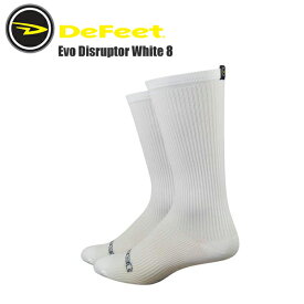 DeFeet ディフィート ソックス 靴下 Evo Disruptor White 8 8インチカフ サイクルウェア サイクルソックス スポーツソックス