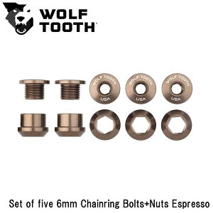 WOLF TOOTH@EtgD[X Set of five 6mm Chainring Bolts+Nuts Espresso ] `F[O