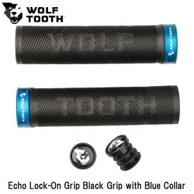 WOLF TOOTH　ウルフトゥース Echo Lock-On Grip Black Grip with Blue Collar 自転車 グリップ