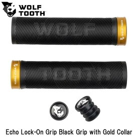WOLF TOOTH　ウルフトゥース Echo Lock-On Grip Black Grip with Gold Collar 自転車 グリップ
