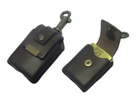 送料290円〜新品 日本製 牛革製 キーホルダー付きZIPPOジッポケース(ブラウン) 老舗元林社製