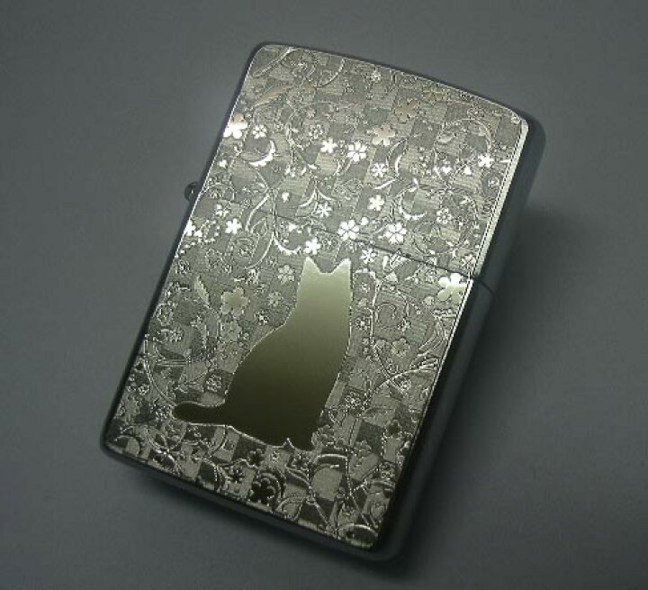 楽天市場】送料無料！新品正規品 「ネコ と お花」真鍮板 2MP ZIPPO 