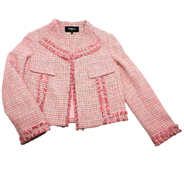 新品ポールカジャケットのみピンクツイード - ノーカラージャケット