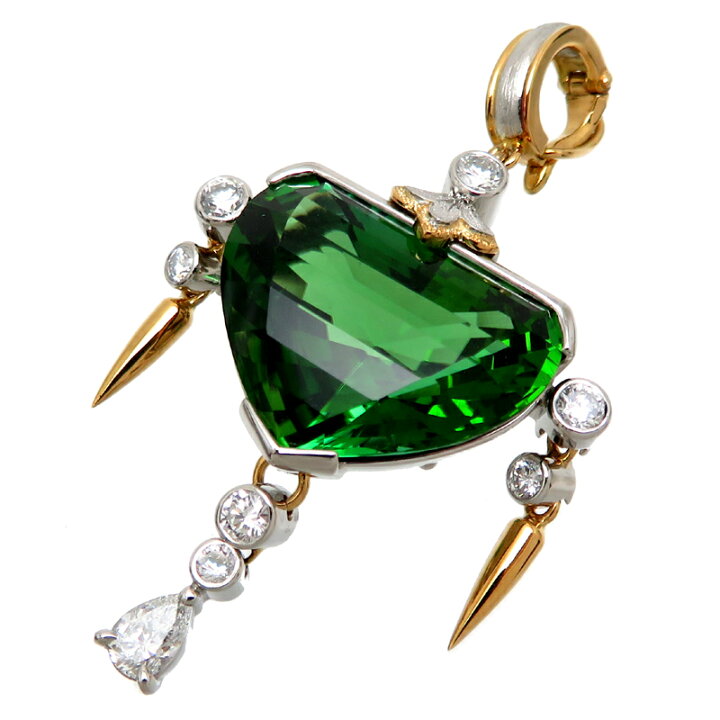 楽天市場】【銀座店】 石川暢子 K18 Pt900 17.61ct グリーントルマリン 