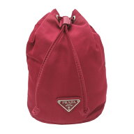 【飯能本店】 プラダ 巾着ポーチ レディース ポーチ ナイロン レッド系 DH92155【大黒屋質店出品】 【中…