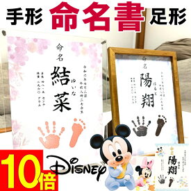 【ポイント10倍 楽天スーパーSALE】 命名書 手形 足形 赤ちゃん プレゼント ディズニー ギフト 出産 お七夜 内祝い ベビー 名入れ かわいい 新生児 男の子 女の子 手形スタンプ 額縁 命名紙 命名セット 名前入れ おしゃれ 子供 スタンプ メモリアル 【送料無料】