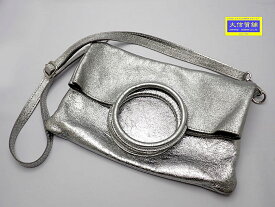 LAURA DI MAGGIO ローラディマッジオ 2WAY ショルダーバッグ チェーンストラップポーチ付き シルバーメタリック 中古B【中古】【大信質舗】【質屋出店】管理番号：A-8870