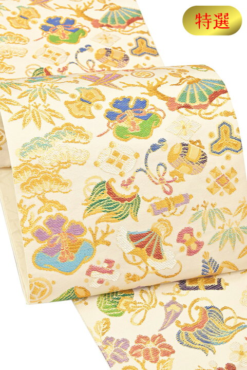 楽天市場】着物だいやす 494□袋帯□西陣織 辻梅機業 松竹梅に宝尽くし  