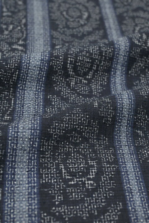 楽天市場】着物だいやす 298□本場結城紬□飾り縞文 100山亀甲絣 青  