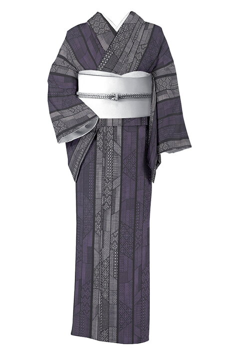 楽天市場】着物だいやす 535□本場大島紬□飾り縞文 黒×紫 9マルキ  