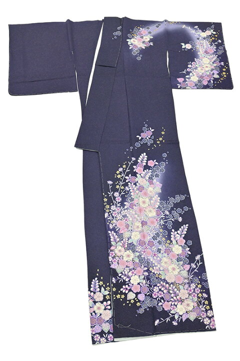 楽天市場】着物だいやす 765□訪問着□翠山工房桐屋 辻が花文 鉄紺色  