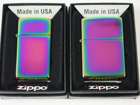 ジッポーライター： Zippo ●ペア● スペクトラム Spectrum 【無地】 レギュラー＆スリム 2個セット 《無地》 虹色 #151＆#20493 プレーン ☆シンプル!!☆ 【あす楽対応】 【楽ギフ_包装】 【ジッポ】 【ジッポー】 【ライター】 【ダルマヤ】 【人気商品】 送料無料 送料込