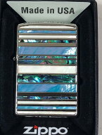 ジッポーライター： Zippo Shell Inlay シェル マルチ ボーダー 貝象嵌 シェルインレイ ライン 天然貝貼…