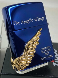 �W�b�|�[���C�^�[�F ���� Zippo ANGELS WINGS �G���W�F�� �E�B���O �T�C�h ���^�� �C�I�� �u���[���S�[���h���^�� �s���M�����[�t �� PAW2022BL �E�C���O ���S�[�W���X!!�� �y�����y�Ή��z �y�y�M