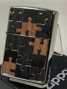 ジッポーライター: Zippo 『 パズル 』 ウッド & シルバー コンビ // 木象嵌 インレイ // エッチング彫刻&ダブル ウッド 銀ミラー仕上げ 《両面加工》 アンティーク ☆豪華!!☆ あす楽対応 楽