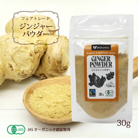 スパイス ジンジャーパウダー 粉末 【 スリランカ産・有機ジンジャーパウダー（30g） 】製菓材料 JASオーガニック認証 フェアトレード認証（FLO） エコパッケージ SDGs【メール便対応】【ラッピング対応】