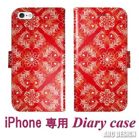 【スーパーセール 大特価】 Xperia 10 VI SO-52E ケース 手帳型 全機種対応 スマホケース エクスペリア SO-51F SO-51E SO-52D SO-52C SO-52B SO-52A SO-41A スマホカバー 手帳 ハワイアン ダマスク柄 リーフ レッド