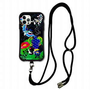 【期間限定 10%OFFクーポン】 ホラグチカヨ スマホショルダー付 iPhone14 i-coronケース iPhone16 Plus 15 Pro 13 Mini 12 11 Pro スマホケース 全機種対応 耐衝撃 アニマル柄 みずがめ座 水瓶座 アクエリアス