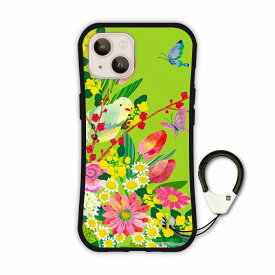 【お買い物マラソン 大特価】 iPhone16 Pro スマホケース 全機種対応 耐衝撃 i-coronケース アイフォン 16 15 14 Plus 13 12 スマホカバー 保護カバー アニマル柄 春の花束 トリ お花 グリーン