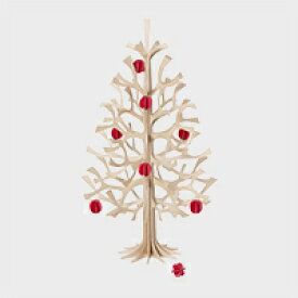 【WエントリーP4+2倍】lovi ロヴィ クリスマスツリーS ナチュラルウッド ミニボール レッド セット
