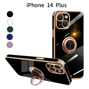 iPhone 14 Plus�b�����O�t��TPU�P�[�X�b�ϏՌ� 360°��]�X�^���h �X�g���b�v�z�[���t