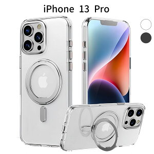 iPhone 13Pro �P�[�X MagSafe�Ή� 360�x��]�����O�X�^���h �N���A �ϏՌ� �y��