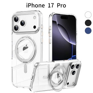 iPhone 17Pro �P�[�X MagSafe�Ή� 360�x��]�����O�X�^���h �N���A �ϏՌ� �y��