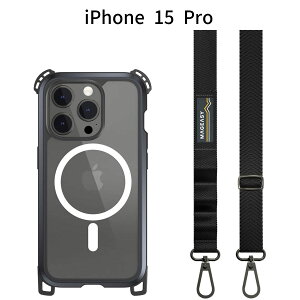 iPhone 15 Pro �Ή� �P�[�X �V�����_�[�X�g���b�v MagSafe �ϏՌ�