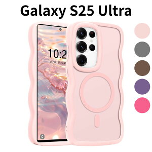 Galaxy S25 Ultra ケース 半透明 MagSafe対応 ウェーブデザイン おしゃれ 可愛い 韓国風 軽量 耐衝撃 指紋防止 滑り止め ストラップホール付き ワイヤレス充電対応 バンパー