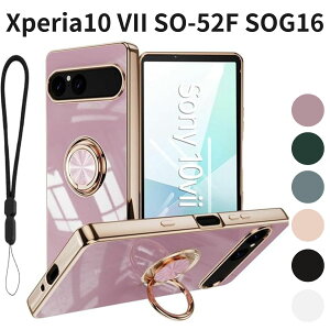 Xperia10 VII SO-52F SOG16 �P�[�X �����O�t�� �yKSK�z�ϏՌ� �ČRMIL�K�i �y�� ���^ �C�菝�h�~ �����h�~ �ԍڃz���_�[�Ή� 360°��] �J�����ی� Xperia 10 VII ��7���� �X�}�z�P�[�X �p�[�v��