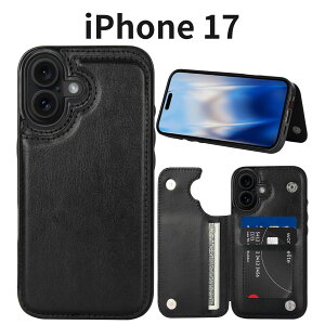 iPhone 17 �P�[�X �蒠�^ �J�[�h���[3�� PU���U�[ �ϏՌ� �S�ʕی� ���@�\ �u���b�N 6.3�C���`