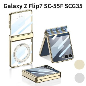 Galaxy Z Flip7 SC-55F SCG35 �P�[�X 360°��]�X�^���h�t�� ���^ �y�� �q���W�ی� ���C�����X�[�d�Ή� �S�[���h