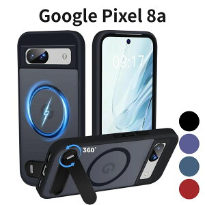 Google Pixel 8a �P�[�X 360°��]�X�^���h MagSafe�Ή� �������}�b�g TPU+PC ���ϖh�~ �ϏՌ� ���C�����X�[�d �w��h�~ �}�O�l�b�g �ԍڃz���_�[ �u���b�N 6.1�C���`